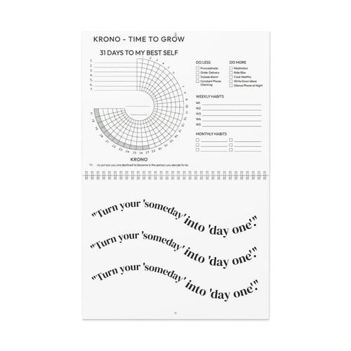 Krono 31-Day Habit Tracker Wall Calendar — "Time to Grow" Goal Planner
